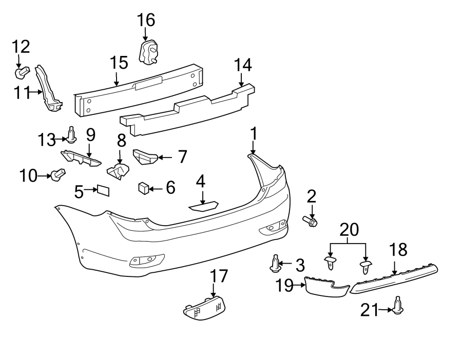 Diagram REAR BUMPER. BUMPER & COMPONENTS. for your 2021 Toyota Highlander  Platinum Sport Utility 