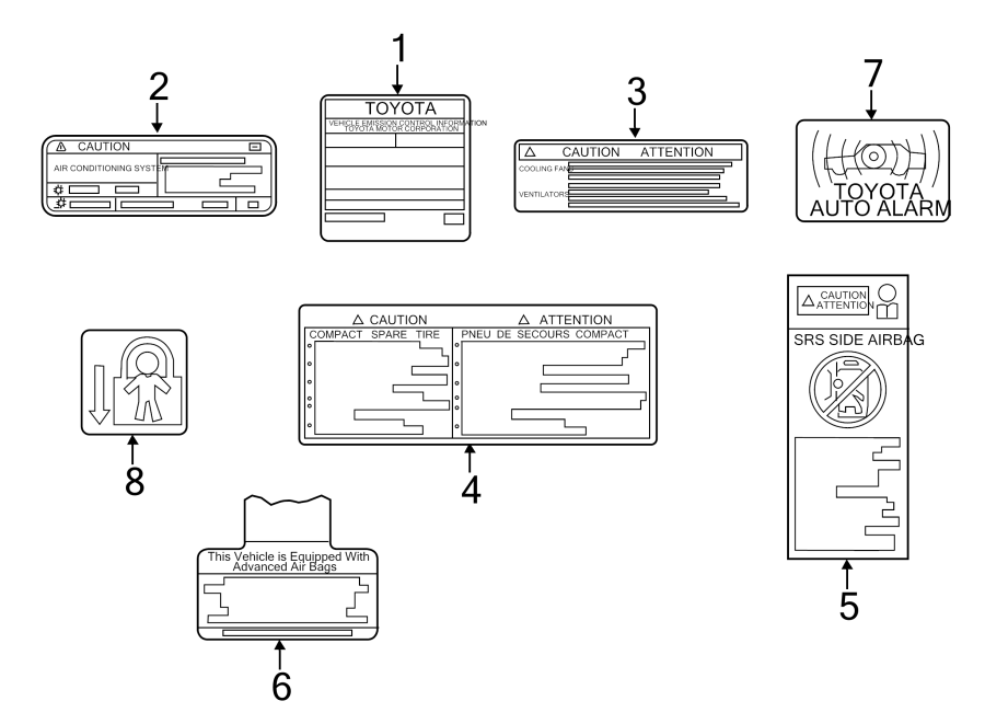 Diagram INFORMATION LABELS. for your 1998 Toyota Camry  CE Sedan 