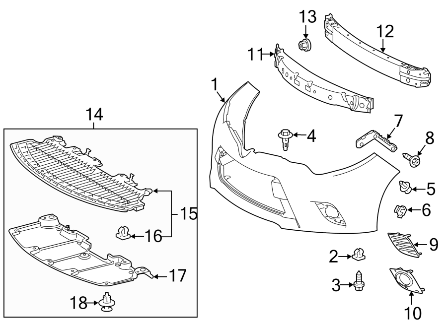 Diagram FRONT BUMPER. BUMPER & COMPONENTS. for your Toyota