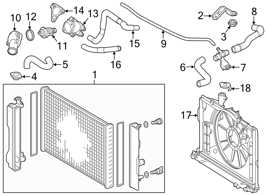 Diagram RADIATOR & COMPONENTS. for your 2020 Toyota C-HR   