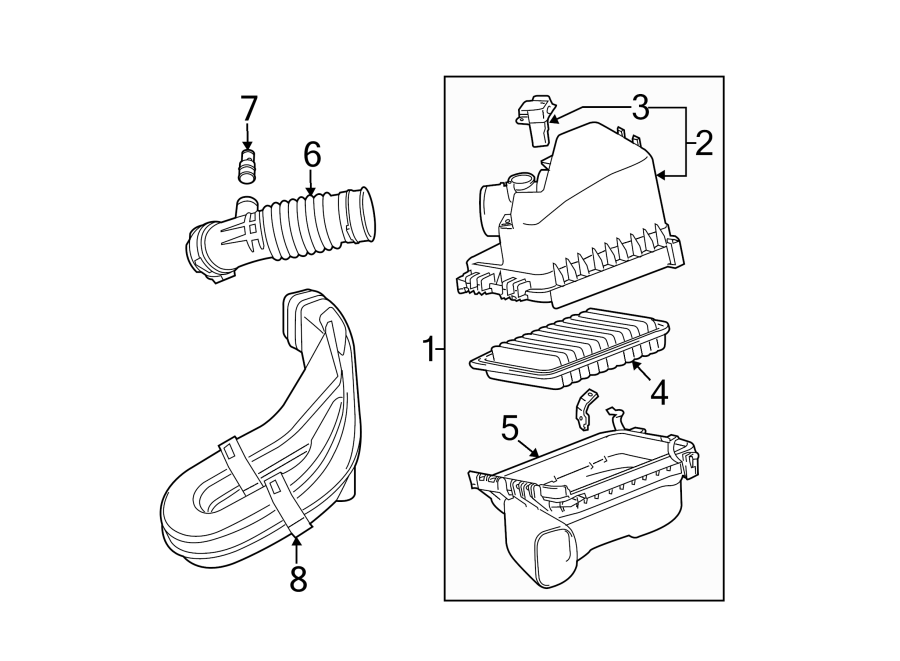 Diagram ENGINE / TRANSAXLE. AIR INTAKE. for your 2015 Toyota Camry  Hybrid SE Sedan 