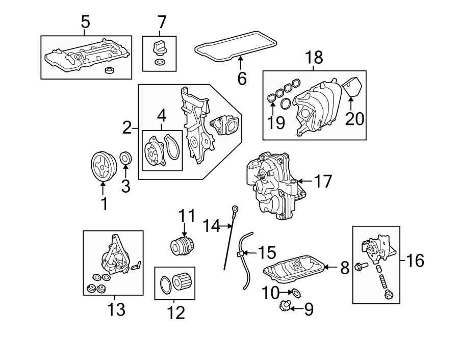 Diagram ENGINE / TRANSAXLE. ENGINE PARTS. for your 2008 Toyota Highlander  Sport Sport Utility 