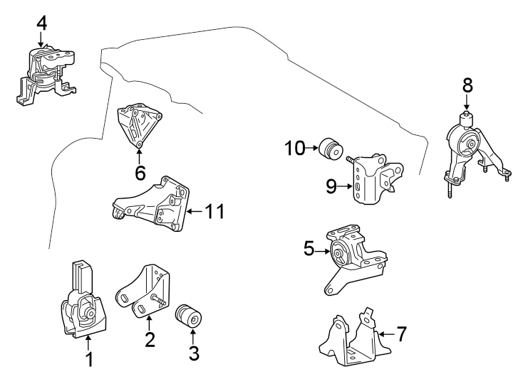 Diagram ENGINE / TRANSAXLE. ENGINE & TRANS MOUNTING. for your 2012 Toyota Sienna   