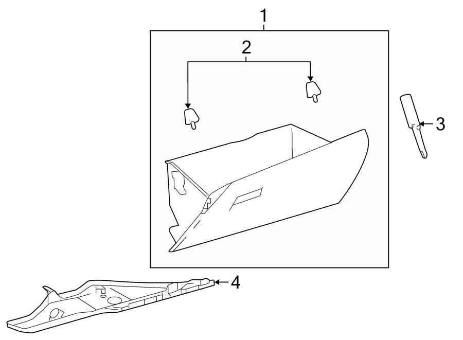 Diagram INSTRUMENT PANEL. GLOVE BOX. for your 1999 Toyota Camry   