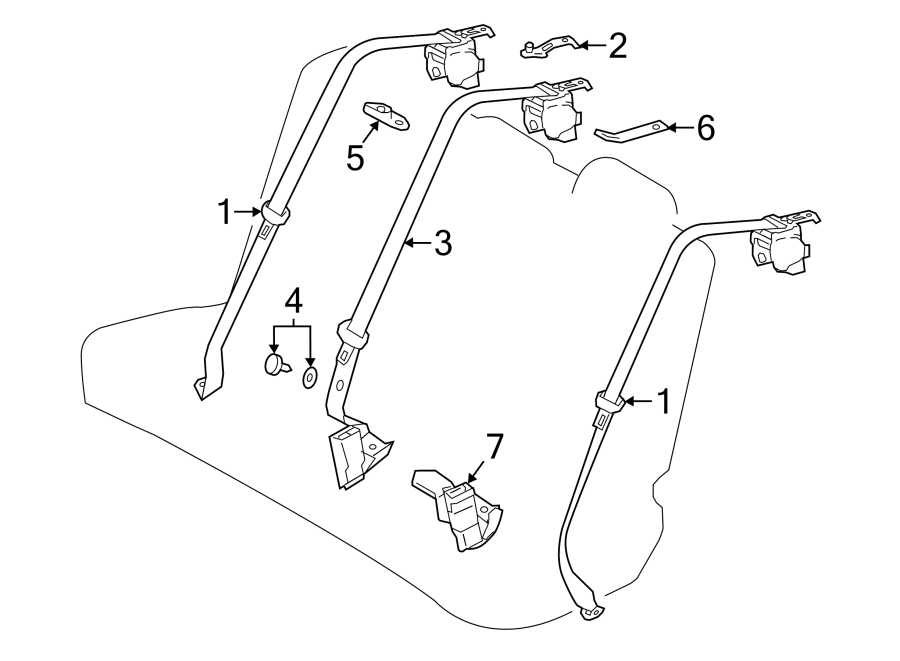 Diagram RESTRAINT SYSTEMS. REAR SEAT BELTS. for your 2019 Toyota Corolla 2.0L CVT XSE Sedan 