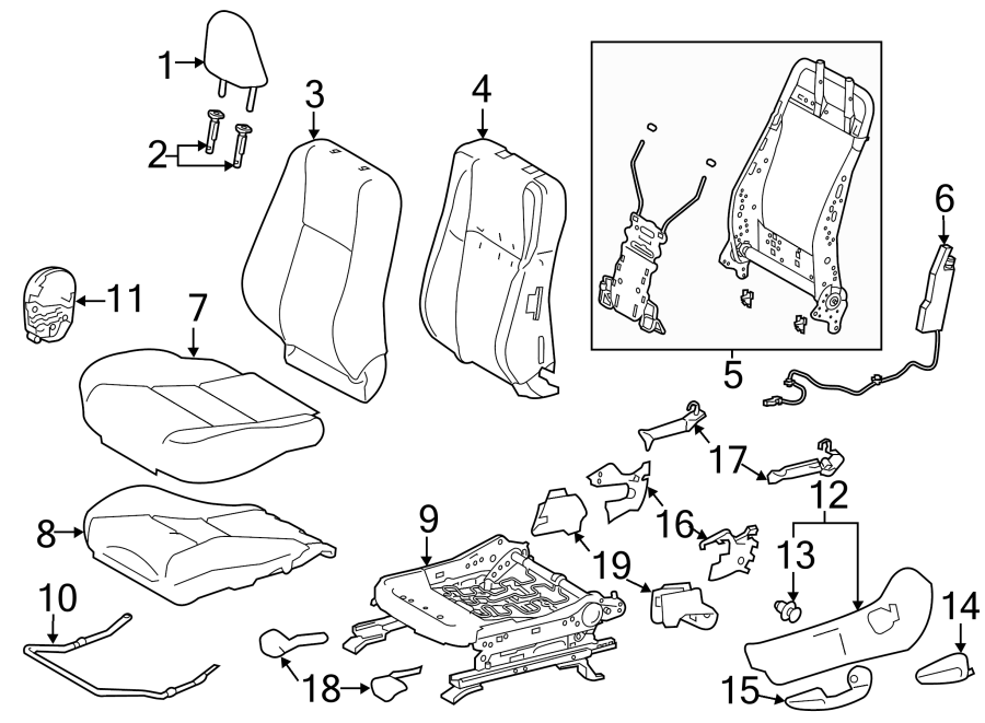 Diagram SEATS & TRACKS. DRIVER SEAT COMPONENTS. for your Toyota Corolla  