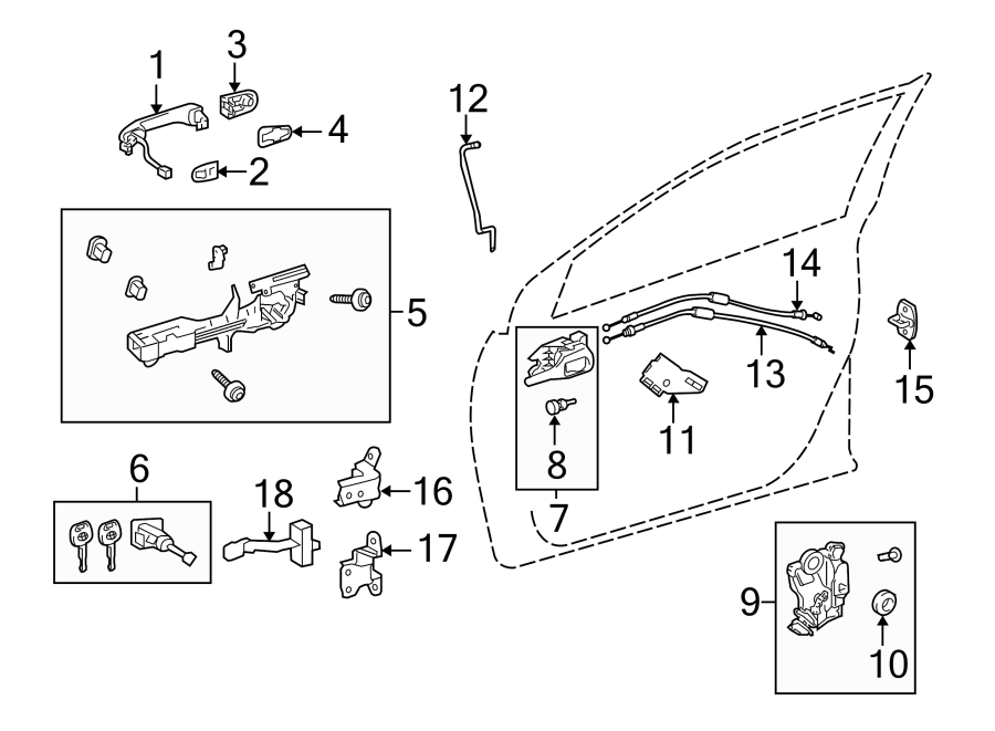 Diagram FRONT DOOR. LOCK & HARDWARE. for your 2017 Toyota Prius c   