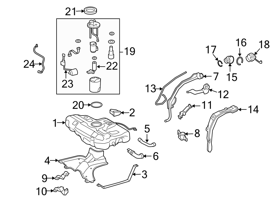 Diagram FUEL SYSTEM COMPONENTS. for your 2017 Toyota Tacoma  SR5 Extended Cab Pickup Fleetside 