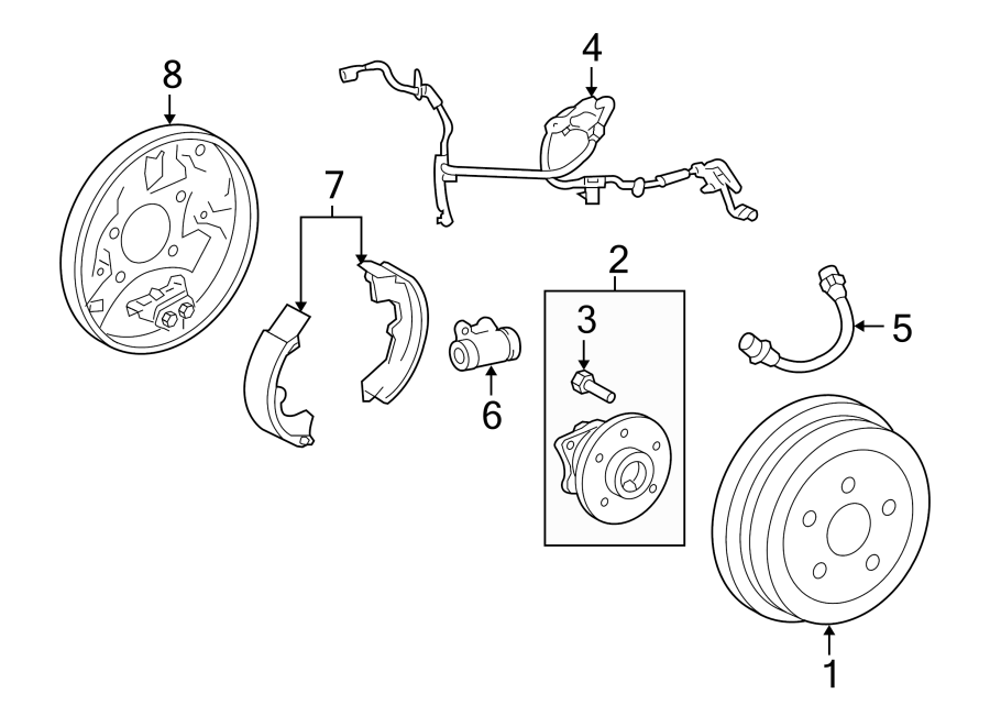 Diagram REAR SUSPENSION. BRAKE COMPONENTS. for your 2020 Toyota Corolla   