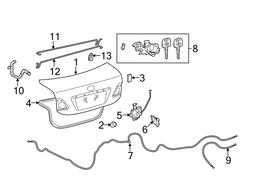 Diagram TRUNK LID. LID & COMPONENTS. for your Toyota Corolla  