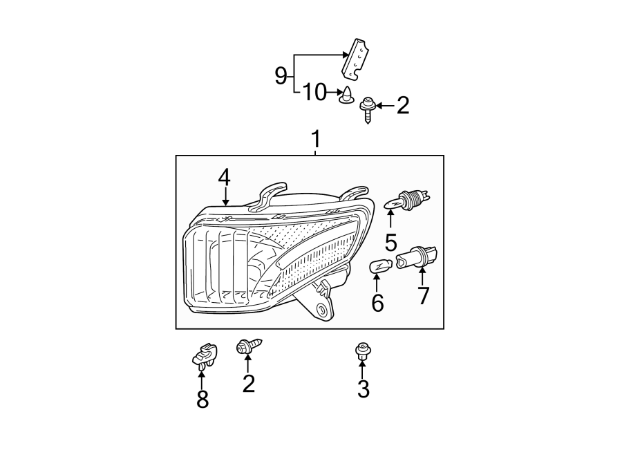 Diagram FRONT LAMPS. HEADLAMP COMPONENTS. for your Toyota