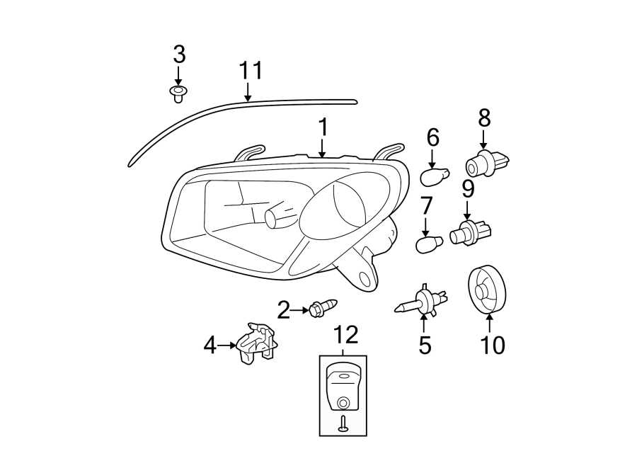 Diagram FRONT LAMPS. HEADLAMP COMPONENTS. for your 2001 Toyota Camry 2.2L A/T XLE SEDAN 