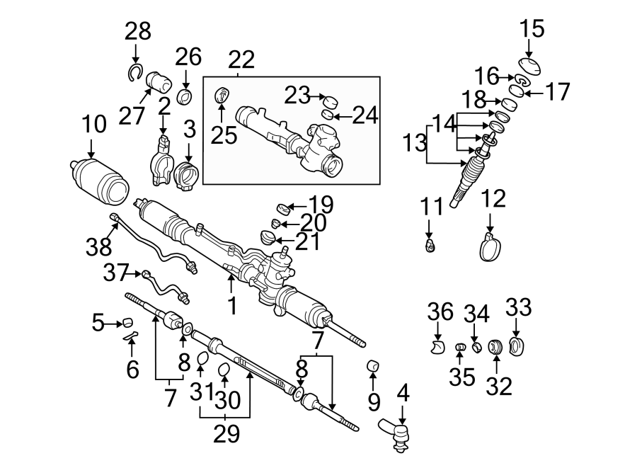 Diagram STEERING GEAR & LINKAGE. for your 2007 Toyota Corolla   