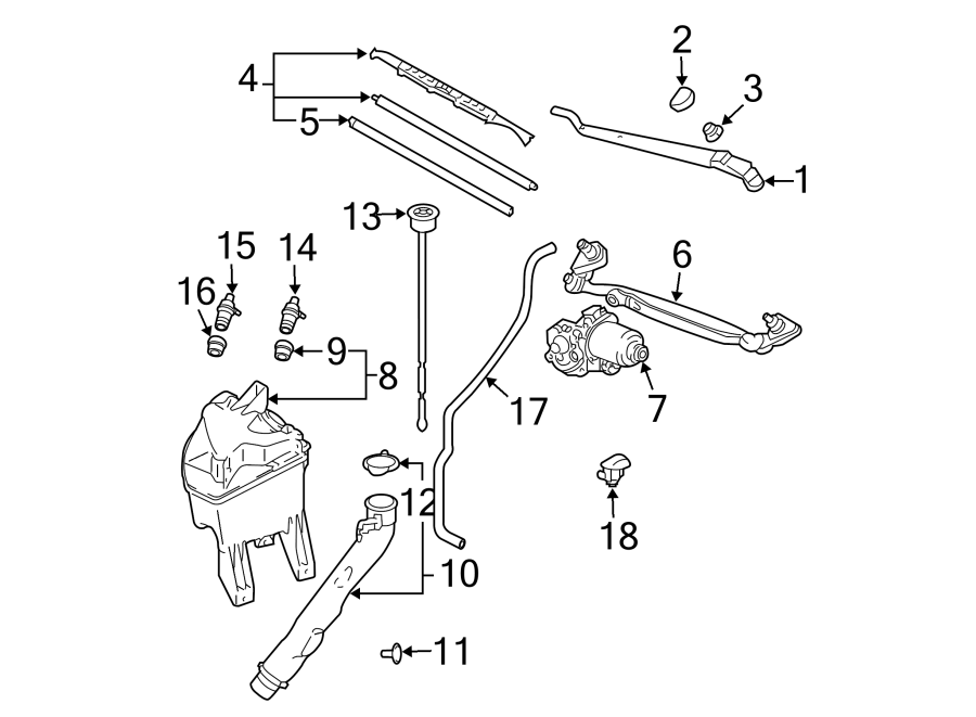 Diagram WINDSHIELD. WIPER & WASHER COMPONENTS. for your 2015 Toyota Tundra  Limited Extended Cab Pickup Fleetside 