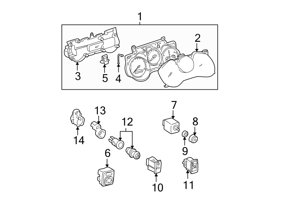 Diagram INSTRUMENT PANEL. CLUSTER & SWITCHES. for your Toyota Corolla  