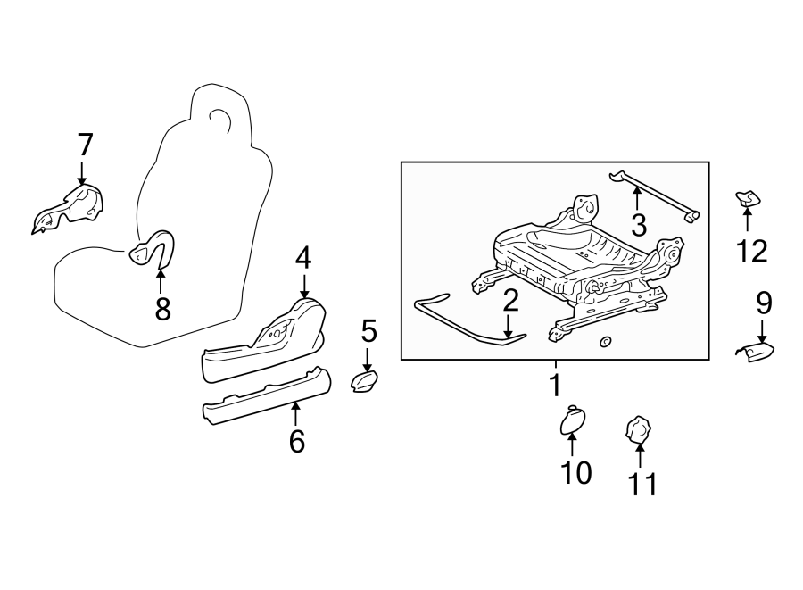 Diagram SEATS & TRACKS. TRACKS & COMPONENTS. for your 2016 Toyota Yaris   