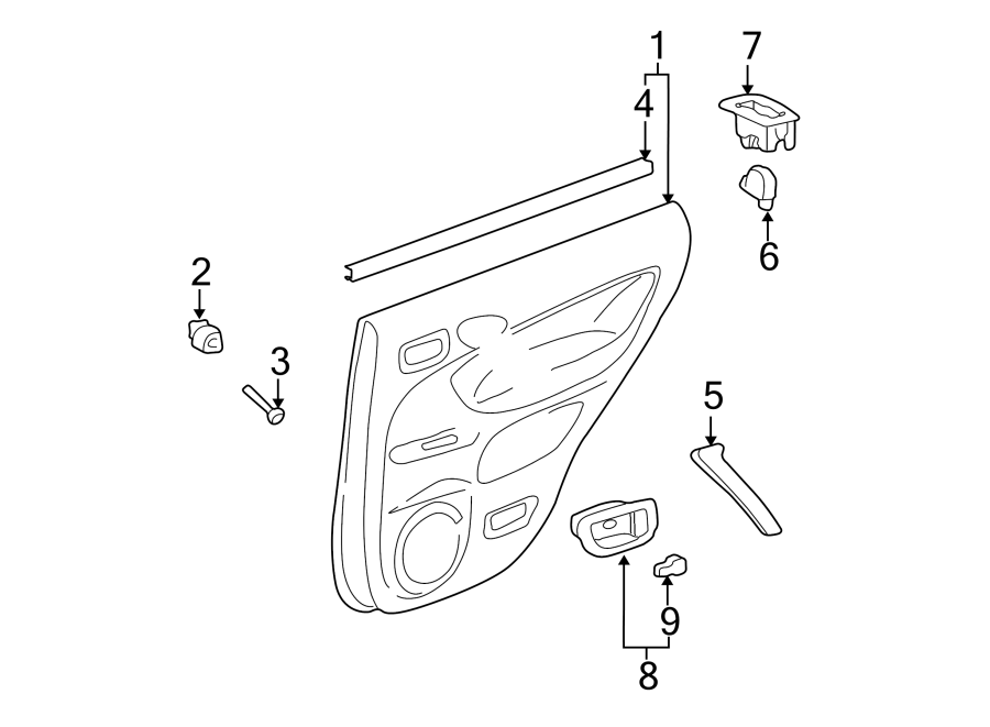 Diagram REAR DOOR. INTERIOR TRIM. for your 2023 Toyota Tundra  Platinum Crew Cab Pickup Fleetside 