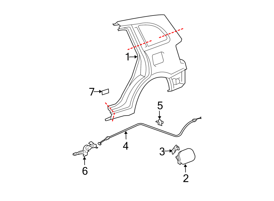 Diagram QUARTER PANEL & COMPONENTS. for your 2022 Toyota Venza  Limited Sport Utility 