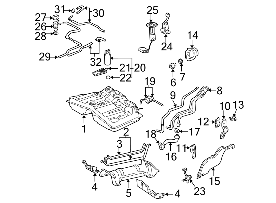 Diagram FUEL SYSTEM COMPONENTS. for your 2013 Toyota Tacoma  Base Crew Cab Pickup Fleetside 