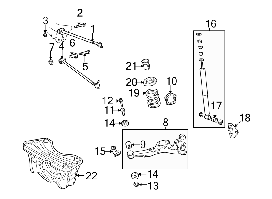 Diagram REAR SUSPENSION. SUSPENSION COMPONENTS. for your 2024 Toyota Corolla   