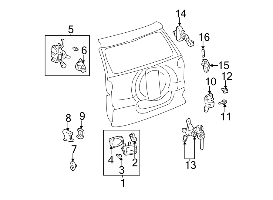 Diagram BACK DOOR. LOCK & HARDWARE. for your Toyota