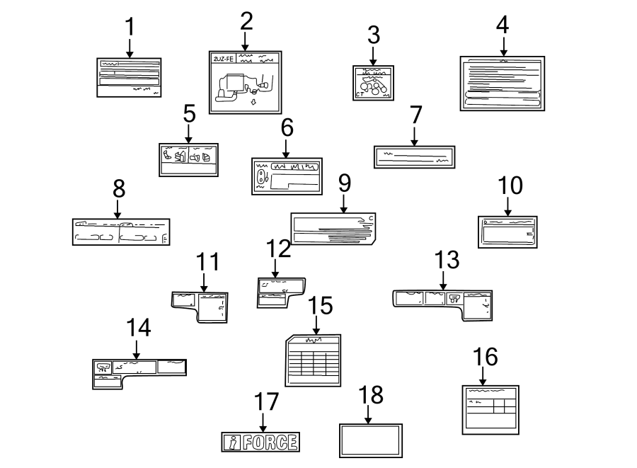 Diagram INFORMATION LABELS. for your Toyota