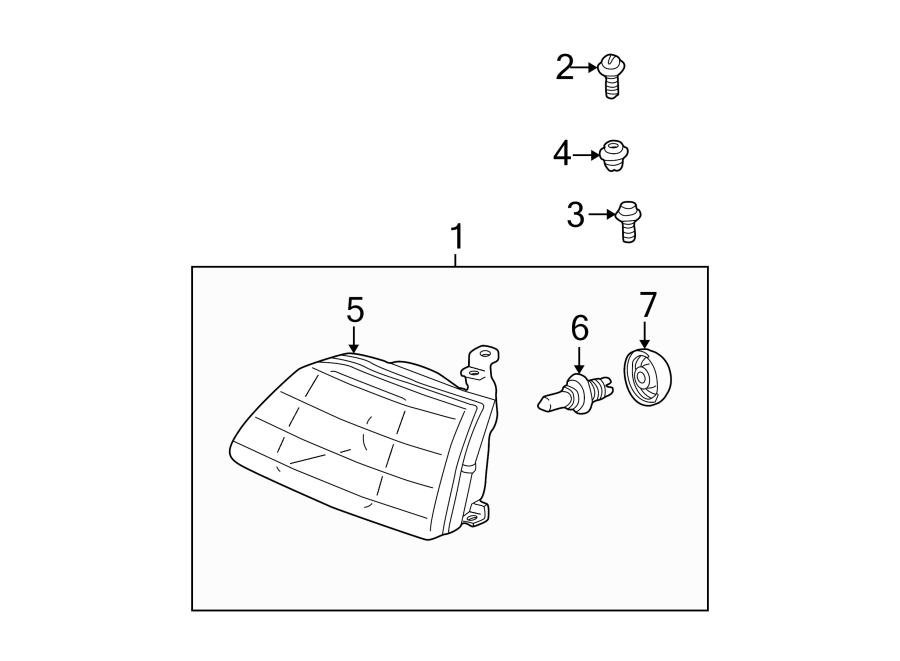 Diagram FRONT LAMPS. HEADLAMP COMPONENTS. for your Toyota