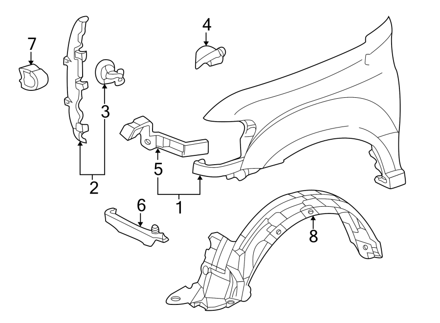 Diagram FENDER & COMPONENTS. for your 2007 Toyota Sequoia   