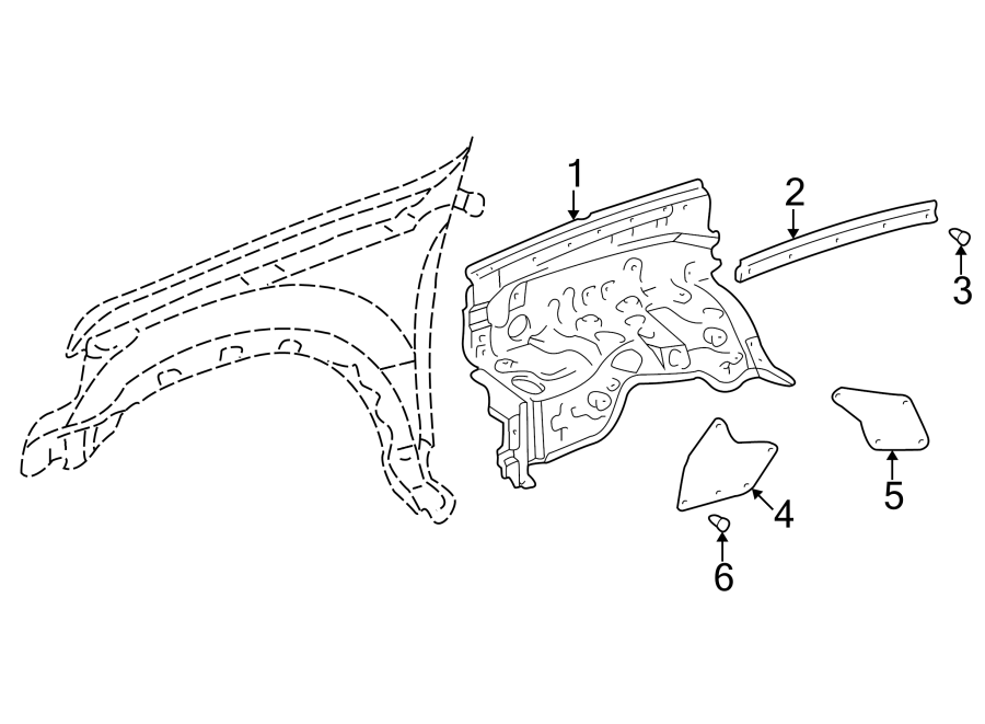 Diagram FENDER. INNER COMPONENTS. for your 1997 Toyota T100   