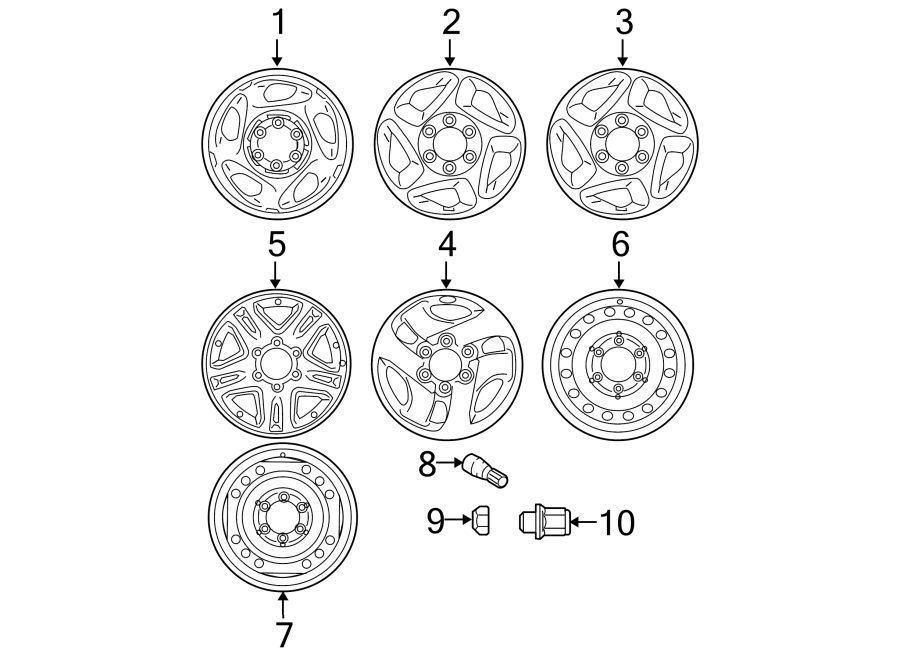 Diagram WHEELS. for your 2010 Toyota Sienna   