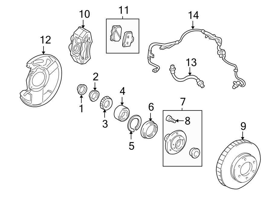 Diagram FRONT SUSPENSION. BRAKE COMPONENTS. for your 2020 Toyota Highlander   