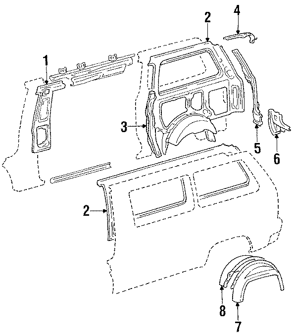 Toyota Van Inner QUARTER panel. PANEL S/A, QUARTER, IN - 6170428902 ...