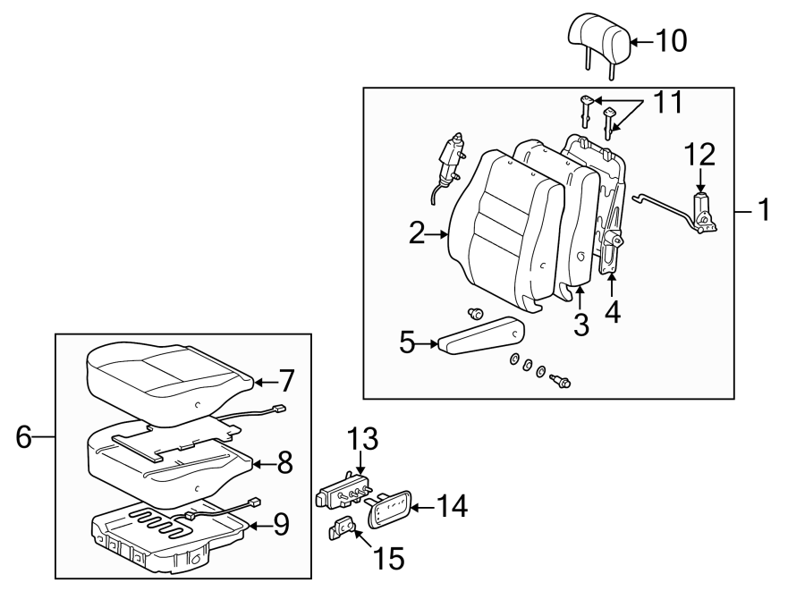 Diagram SEATS & TRACKS. FRONT SEAT COMPONENTS. for your 2006 Toyota Tundra 4.7L V8 A/T RWD SR5 Extended Cab Pickup Stepside 