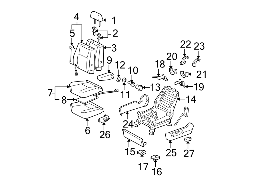 Diagram SEATS & TRACKS. FRONT SEAT COMPONENTS. for your 2016 Toyota Yaris   