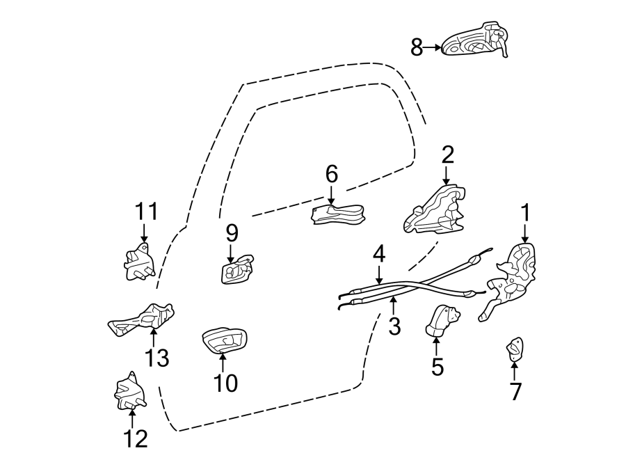 Diagram REAR DOOR. LOCK & HARDWARE. for your 2005 Toyota Avalon   