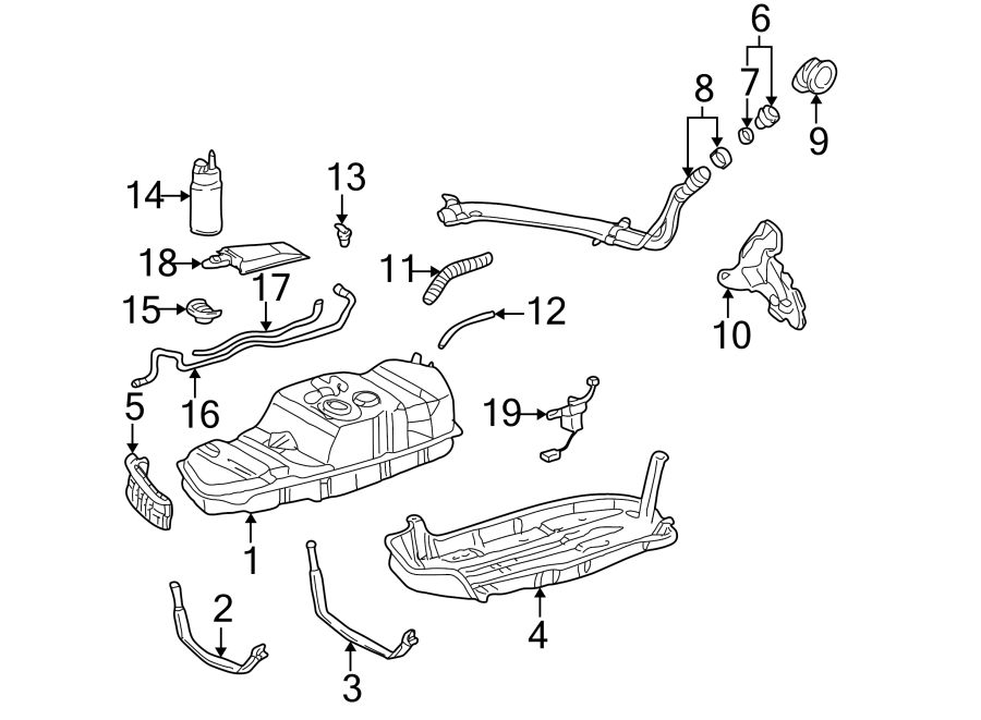 Diagram FUEL SYSTEM COMPONENTS. for your 2001 Toyota 4Runner   