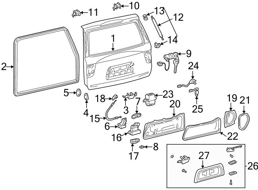 Diagram LIFT GATE. GATE & HARDWARE. for your 2018 Toyota Camry   