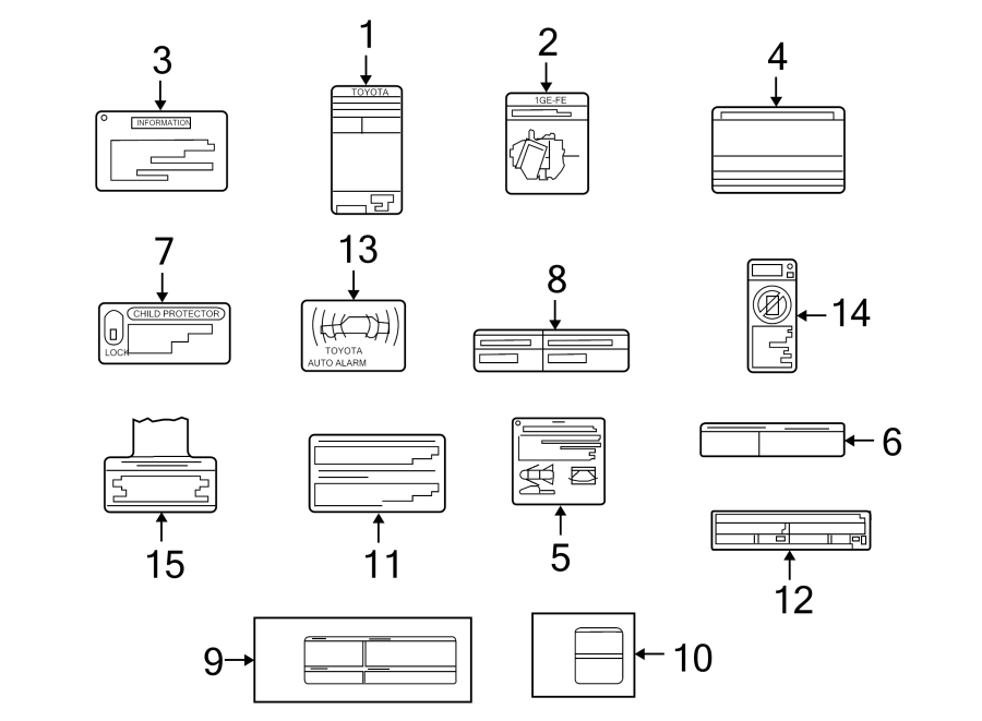 Diagram INFORMATION LABELS. for your 1998 Toyota Camry  CE Sedan 