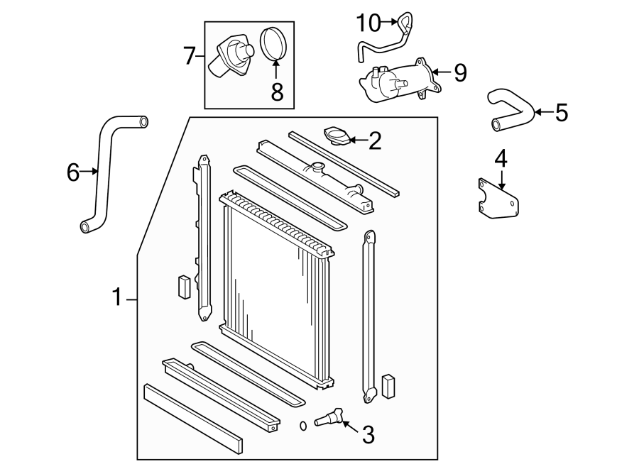 Diagram RADIATOR & COMPONENTS. for your 2012 Toyota Sequoia 5.7L i-Force V8 FLEX A/T 4WD Limited Sport Utility 