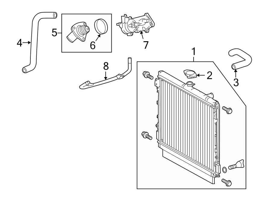 Diagram RADIATOR & COMPONENTS. for your 2011 Toyota Tundra 5.7L i-Force V8 A/T 4WD SR5 Extended Cab Pickup Fleetside 