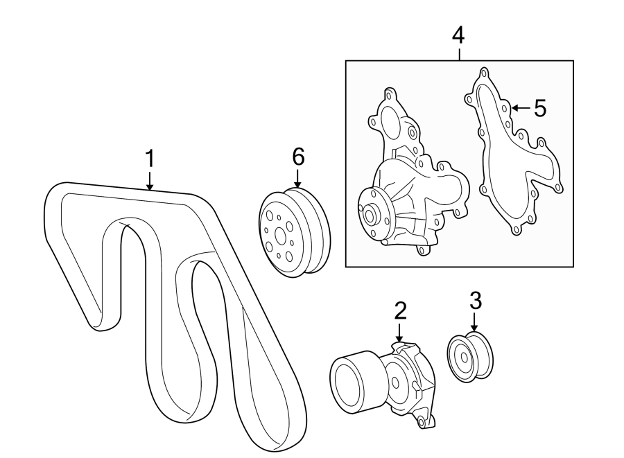 Diagram BELTS & PULLEYS. WATER PUMP. for your 2017 Toyota Tundra 5.7L i-Force V8 FLEX A/T RWD Platinum Crew Cab Pickup Fleetside 