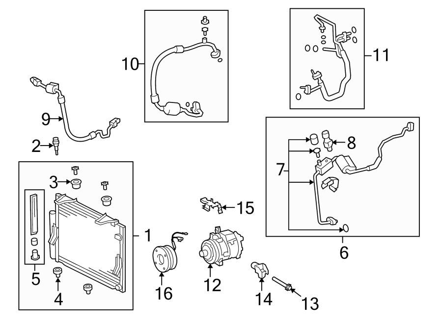 Diagram AIR CONDITIONER & HEATER. COMPRESSOR & LINES. CONDENSER. for your 2012 Toyota Camry   