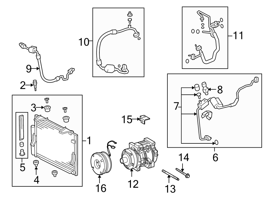 Diagram Air conditioner & heater. Compressor & lines. Condenser. for your 2012 Toyota Camry   