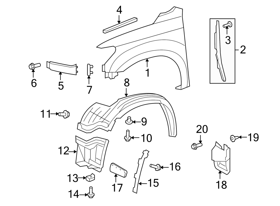 Diagram EXTERIOR TRIM. FENDER & COMPONENTS. for your Toyota