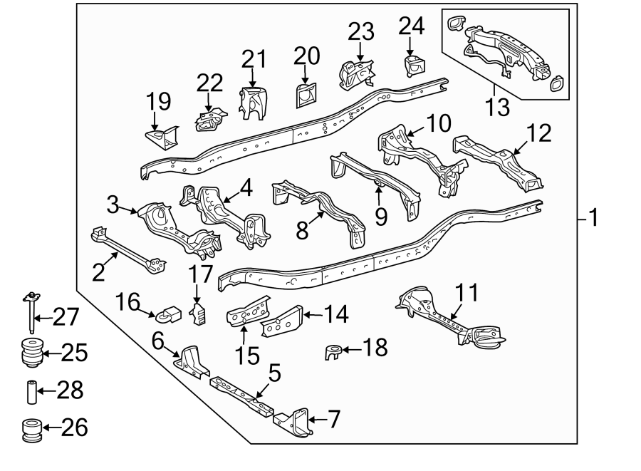 Diagram Frame & components. for your 2014 Toyota Prius c   