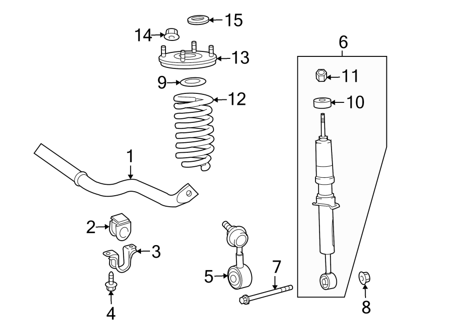 Diagram Front suspension. Stabilizer bar & components. Struts & components. for your Toyota