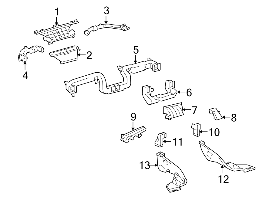 Diagram INSTRUMENT PANEL. DUCTS. for your 2013 Toyota Highlander   