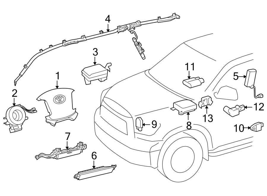 Diagram RESTRAINT SYSTEMS. AIR BAG COMPONENTS. for your 2015 Toyota Camry  Hybrid LE Sedan 