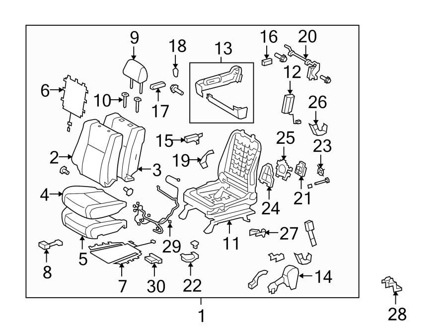 Diagram SEATS & TRACKS. PASSENGER SEAT COMPONENTS. for your 2016 Toyota Yaris   