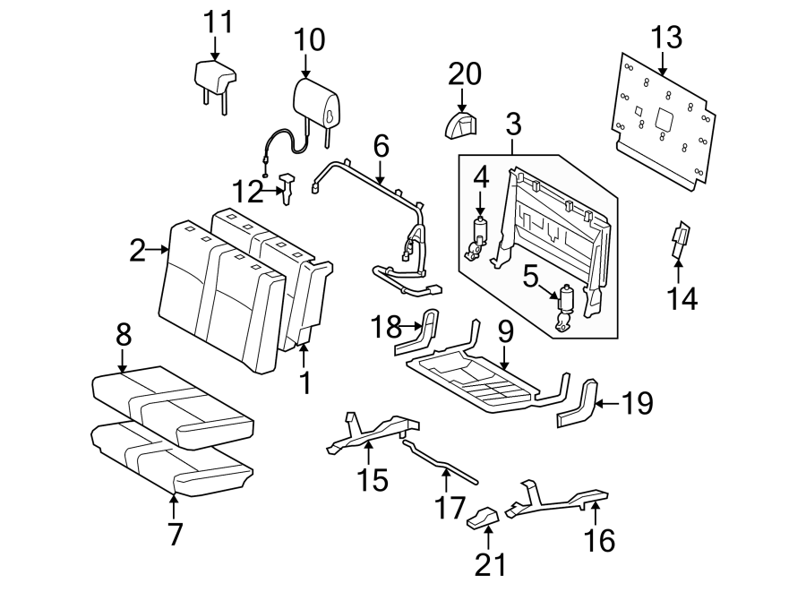 Diagram SEATS & TRACKS. THIRD ROW SEATS. for your 2005 Toyota Sienna 3.3L V6 A/T AWD CE Mini Cargo Van 